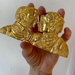 80s Judith Leiber Giant Multiple Faces Signed Brooch Belt Buckle Statement Pin